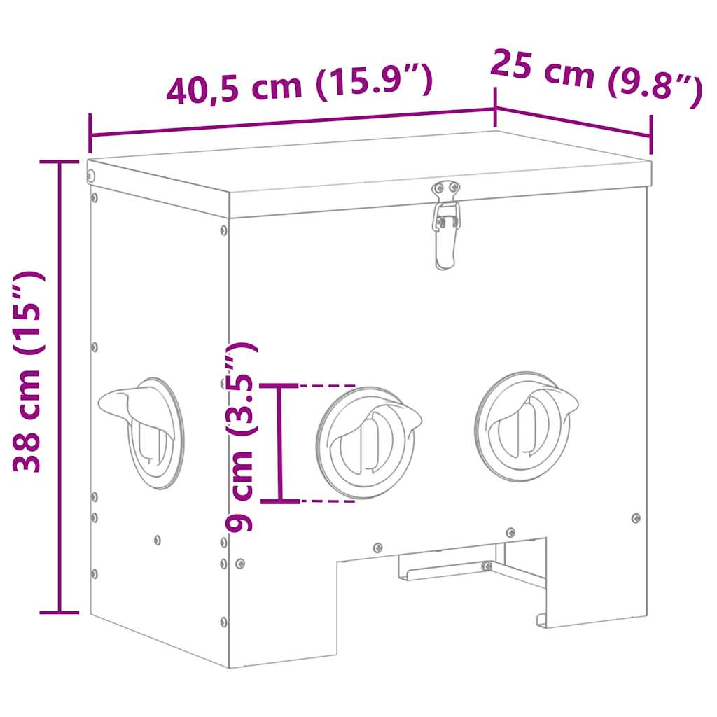 Chicken Feeder Black 40.5 x 25 x 38 cm Cold-Rolled Steel