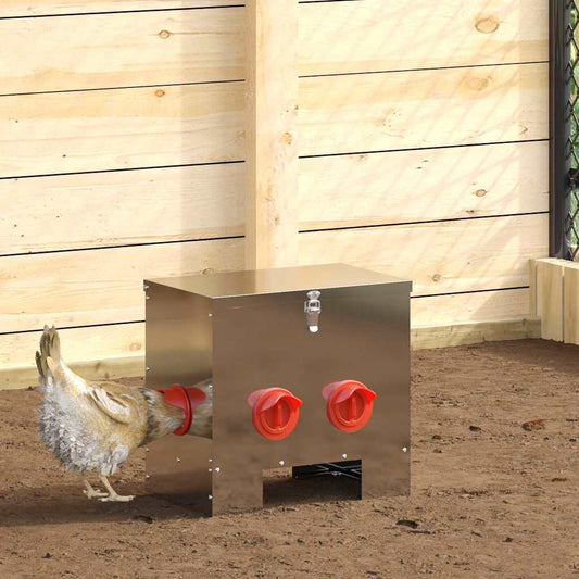 Chicken Feeder Silver 40.5 x 25 x 38 cm 20 kg Galvanised Steel
