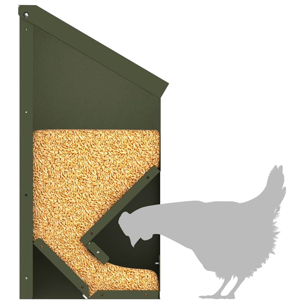 Chicken Feeder Olive Green 21 x 16 x 33 cm Cold-Rolled Steel