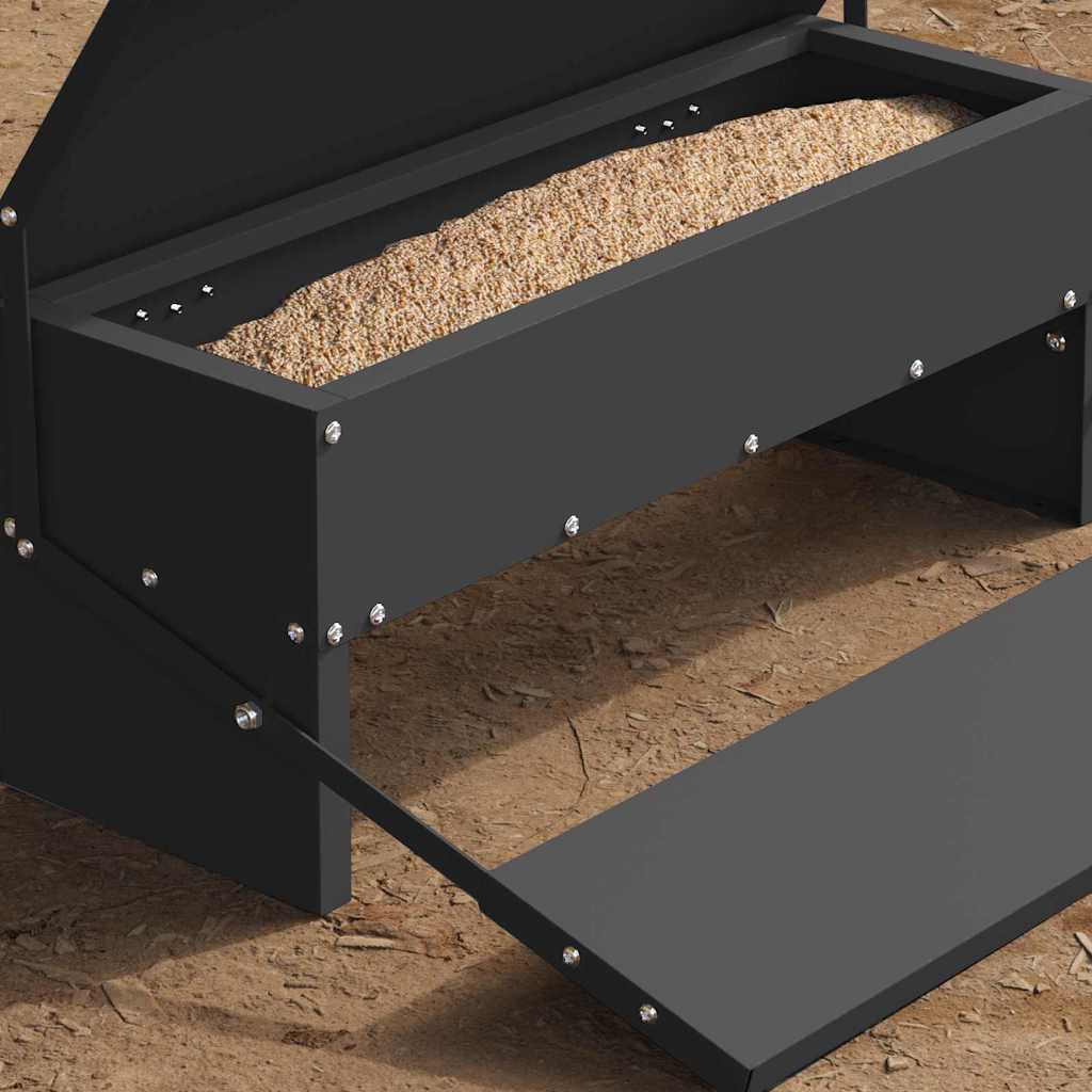 Chicken Treadle Feeder Black 48.5 x 39.5 x 19 cm