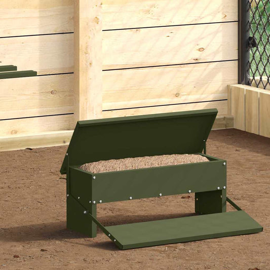 Chicken Treadle Feeder Olive Green 48.5 x 39.5 x 19 cm 5 kg