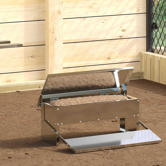 Chicken Treadle Feeder Silver 48.5 x 39.5 x 19 cm 5 kg