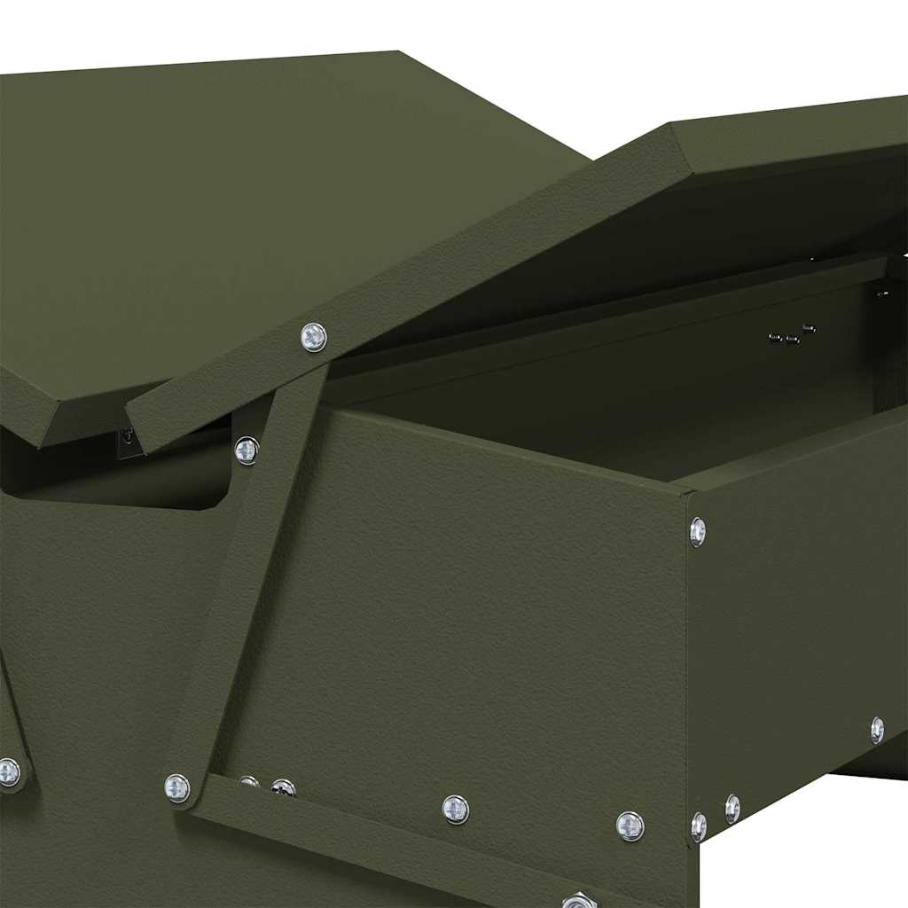 Chicken Treadle Feeder Olive Green 75 x 53 x 20.5 cm