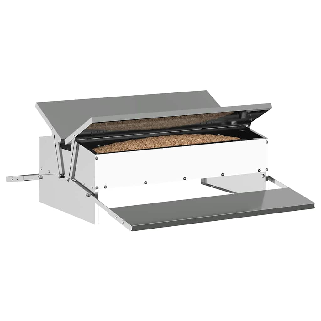 Chicken Treadle Feeder Silver 75 x 53 x 20.5 cm