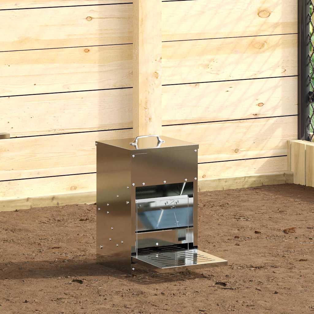 Chicken Treadle Feeder Silver 25 x 42 x 40 cm 4 kg