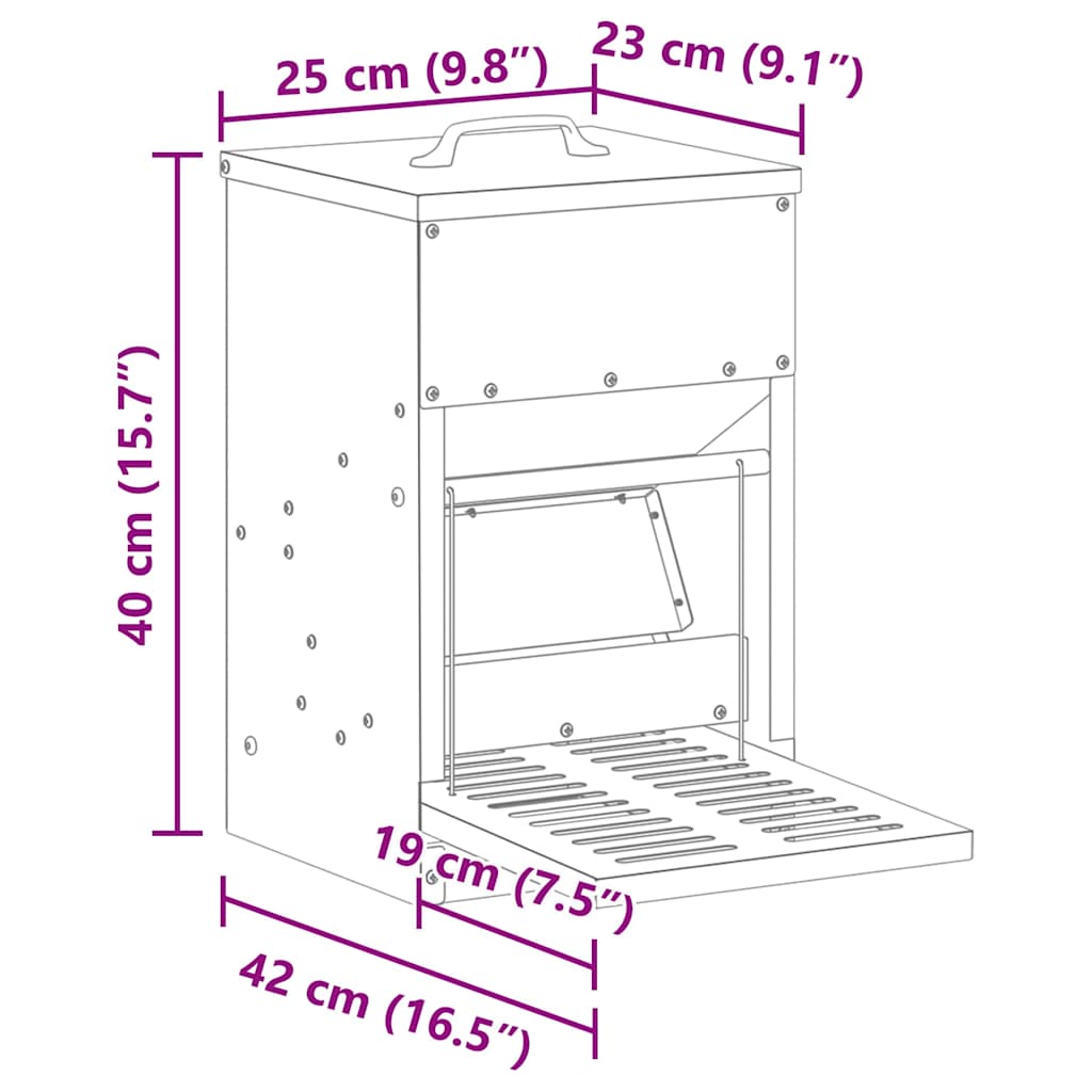 Chicken Treadle Feeder Silver 25 x 42 x 40 cm 4 kg