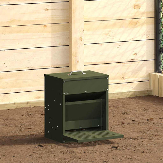 Chicken Treadle Feeder Olive Green 33 x 42 x 40 cm 10 kg