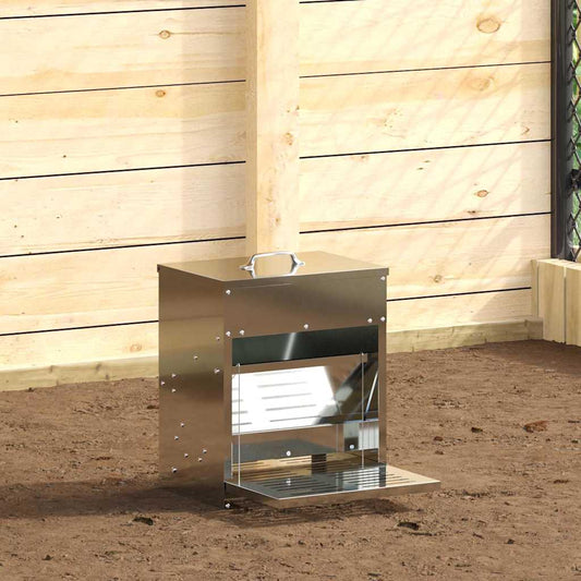 Chicken Treadle Feeder Silver 33 x 42 x 40 cm 10 kg