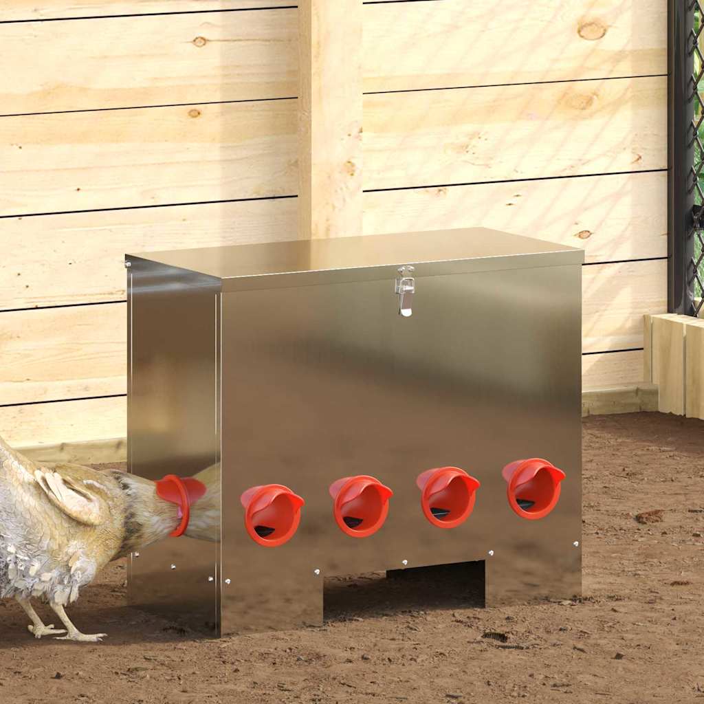 Chicken Feeder 2 Silver 60.5 x 29 x 51 cm 25 kg