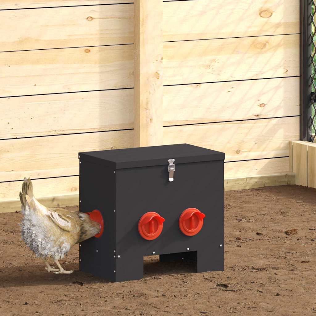 Chicken Feeder 2 pcs Black 40.5 x 25 x 38 cm Cold-Rolled Steel