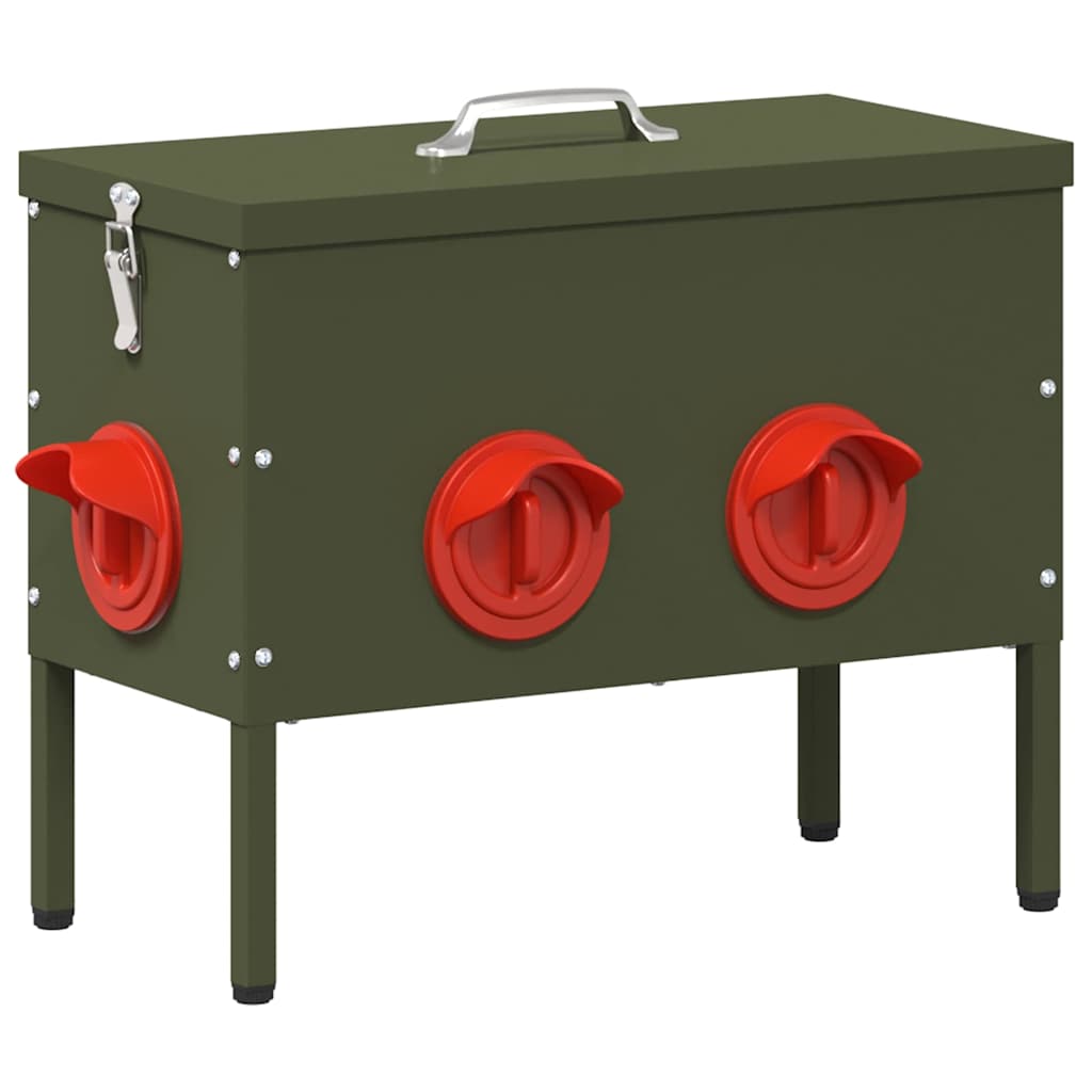 Chicken Feeder 2 pcs Olive Green 41.5 x 20.5 x 33 cm