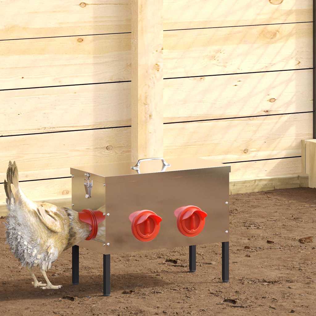 Chicken Feeder 2 Silver 41.5 x 20.5 x 33 cm 15 kg