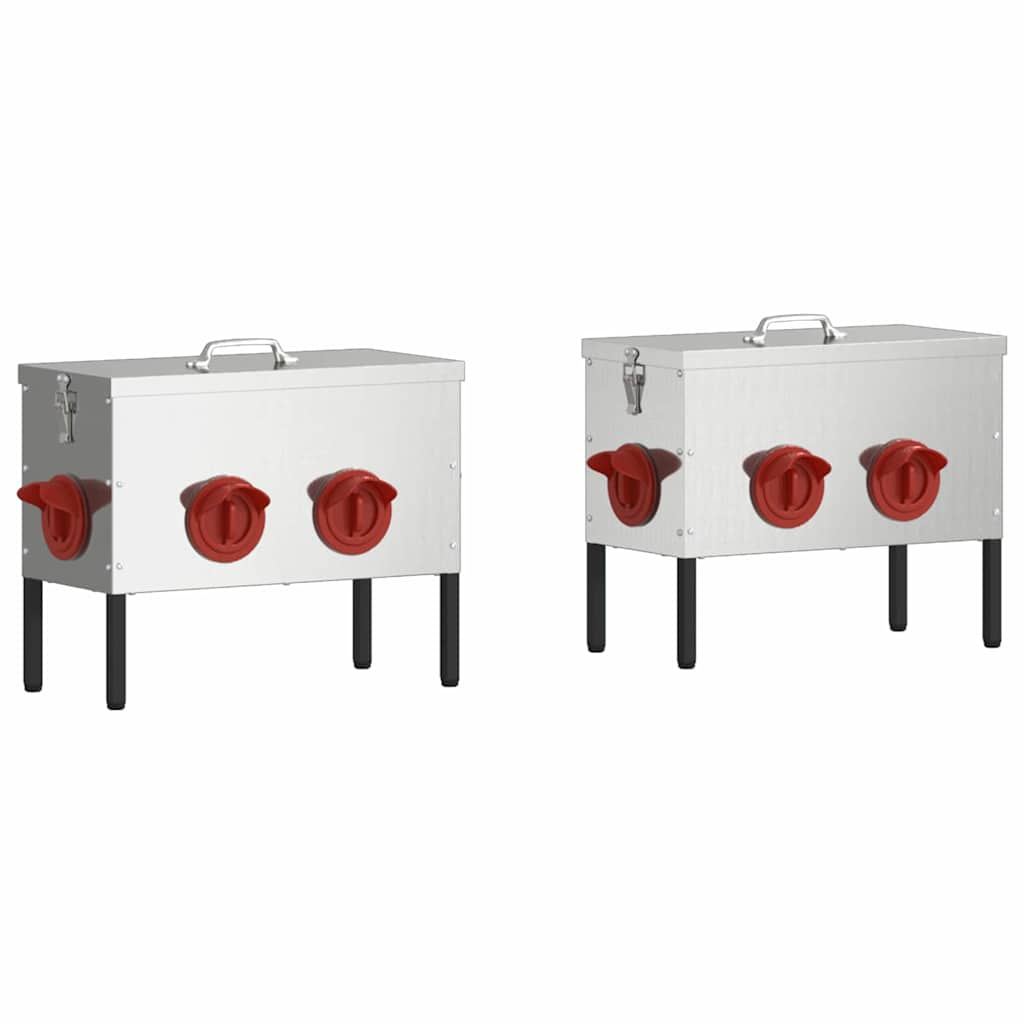 Chicken Feeder 2 Silver 41.5 x 20.5 x 33 cm 15 kg