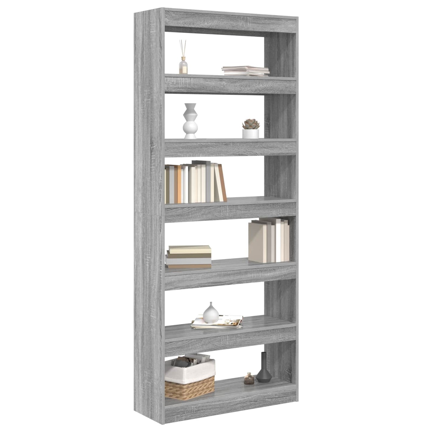 Book Cabinet 6-Tier 80 x 30 x 198 cm Engineered Wood
