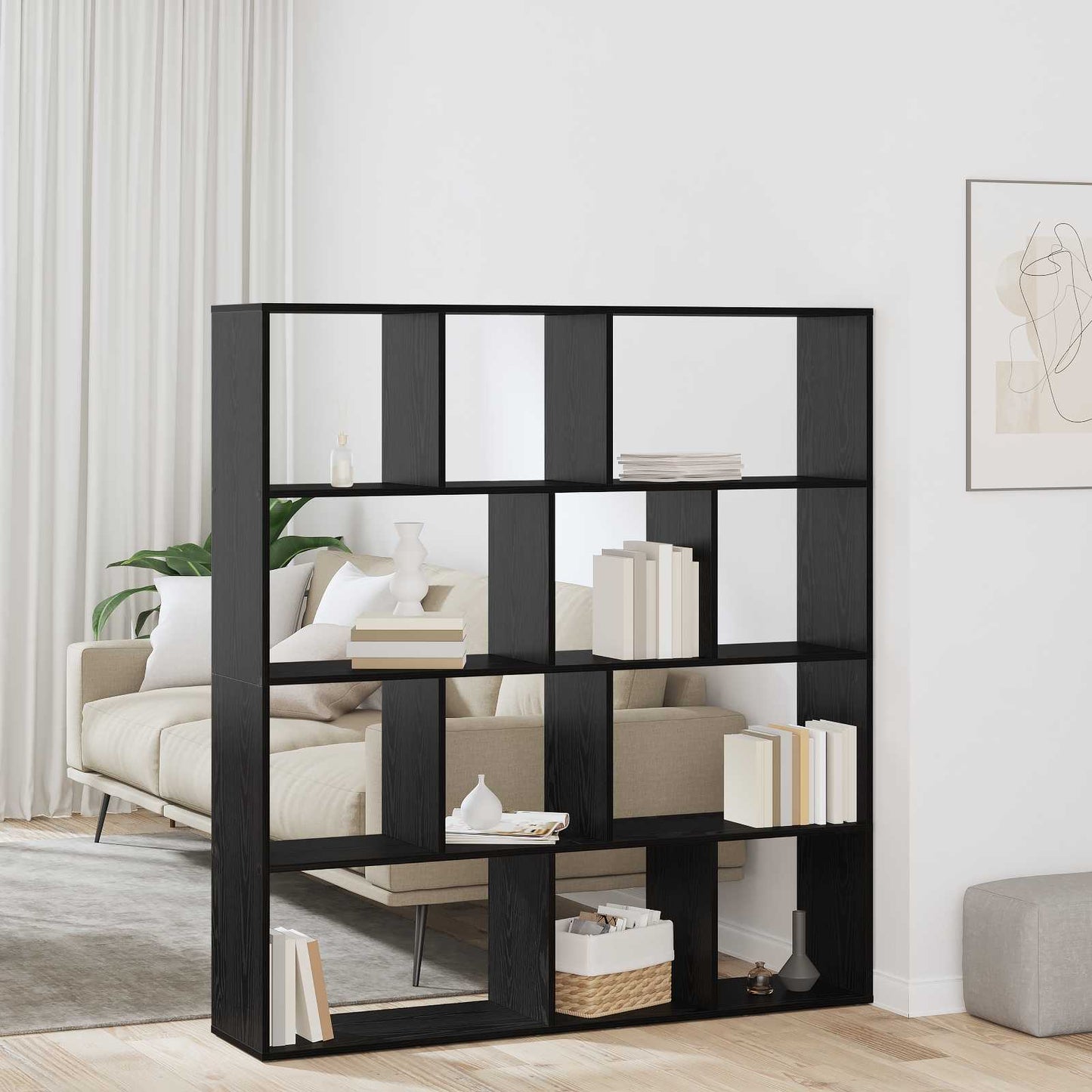 Book Cabinet 12-Tier 132 x 29 x 141.5 cm Engineered Wood
