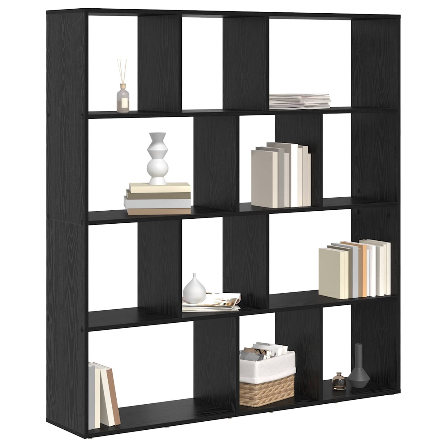 Book Cabinet Black Oak 132 x 29 x 141.5 cm Engineered Wood