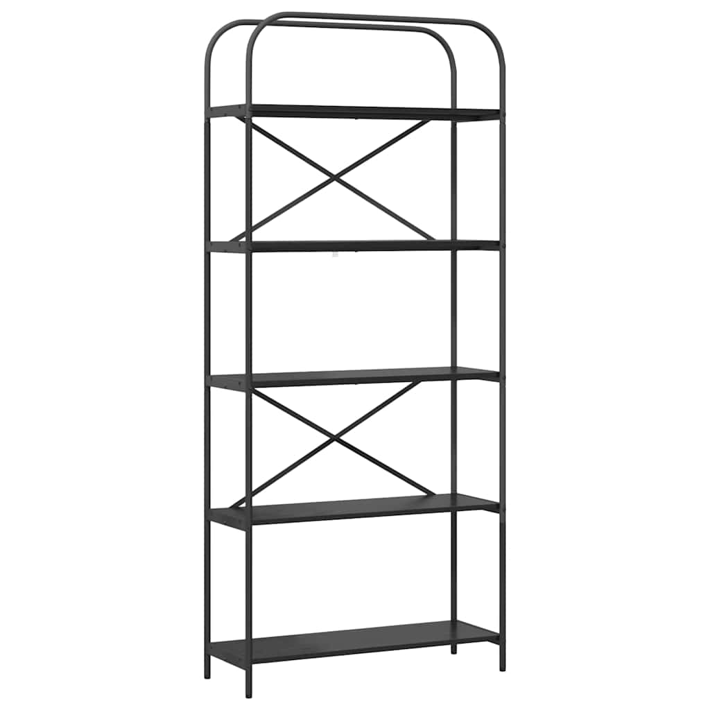 Bookshelf 5-Tier 80 x 30 x 183 cm Engineered wood Black Oak