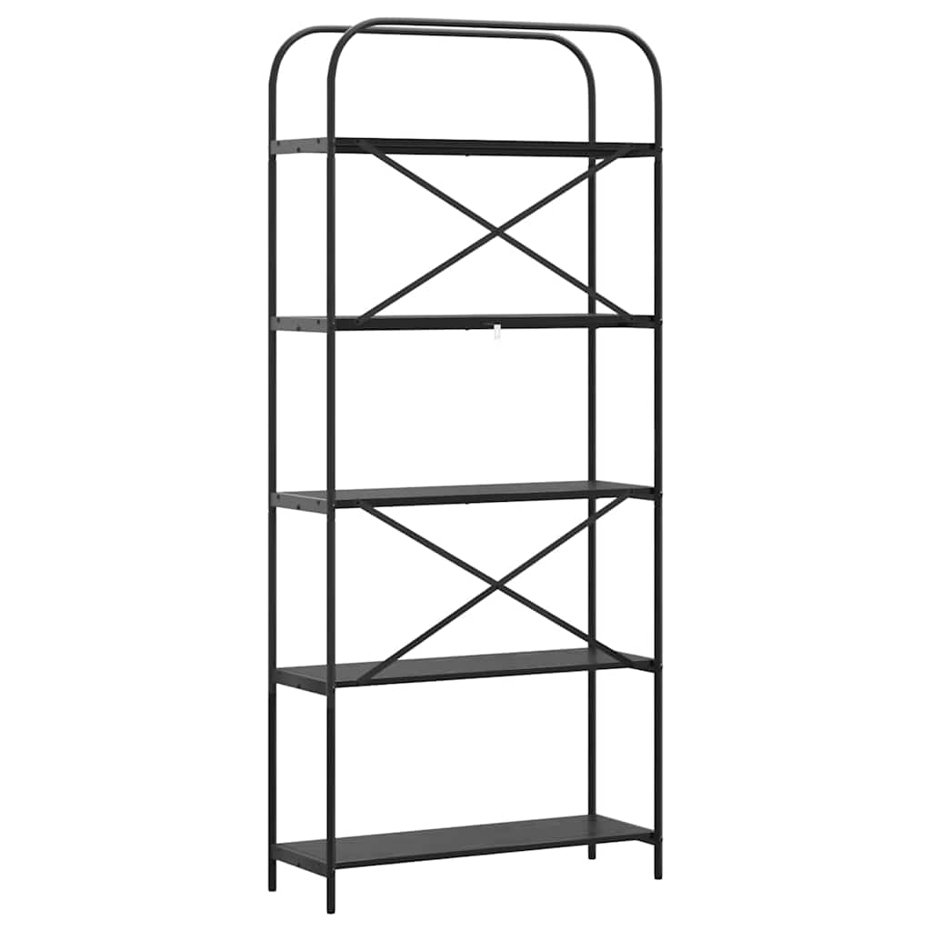Bookshelf 5-Tier 80 x 30 x 183 cm Engineered wood Black Oak