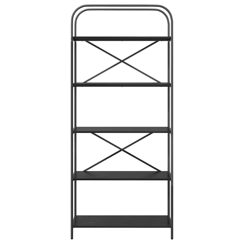 Bookshelf 5-Tier 80 x 30 x 183 cm Engineered wood Black Oak