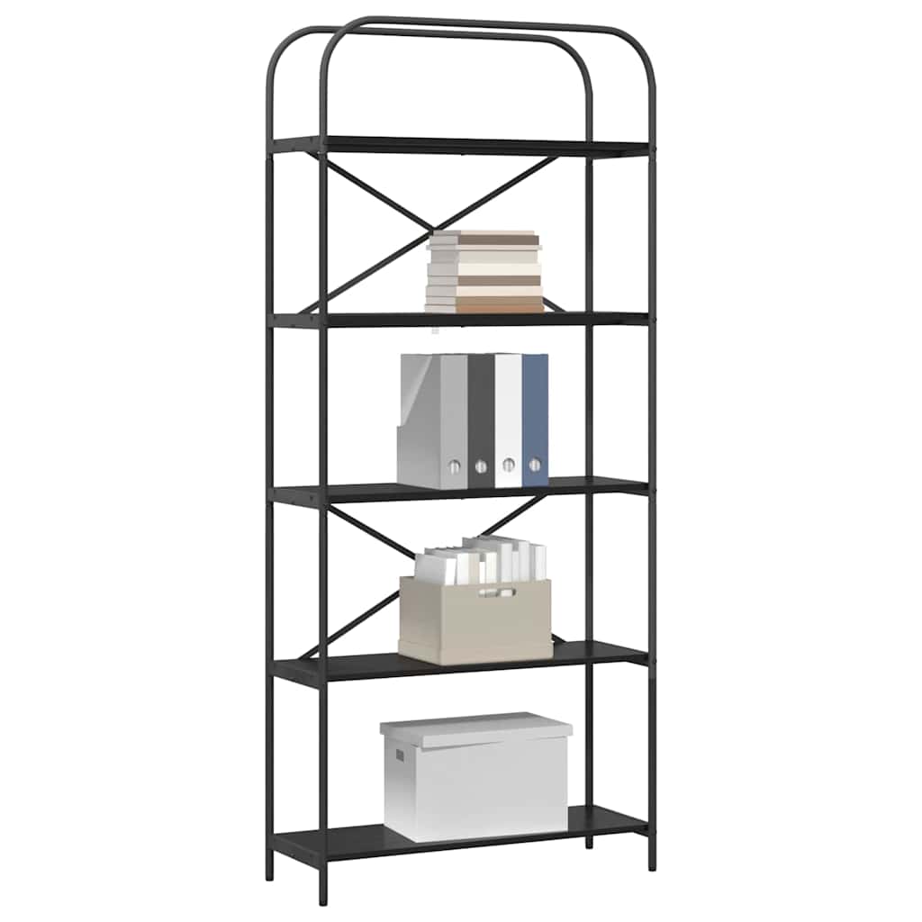 Bookshelf 5-Tier 80 x 30 x 183 cm Engineered wood Black Oak