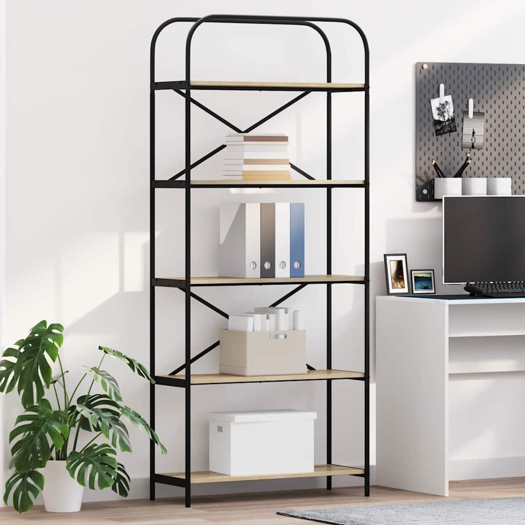 Bookshelf 5-Tier 80 x 30 x 183 cm Engineered wood Sonoma Oak