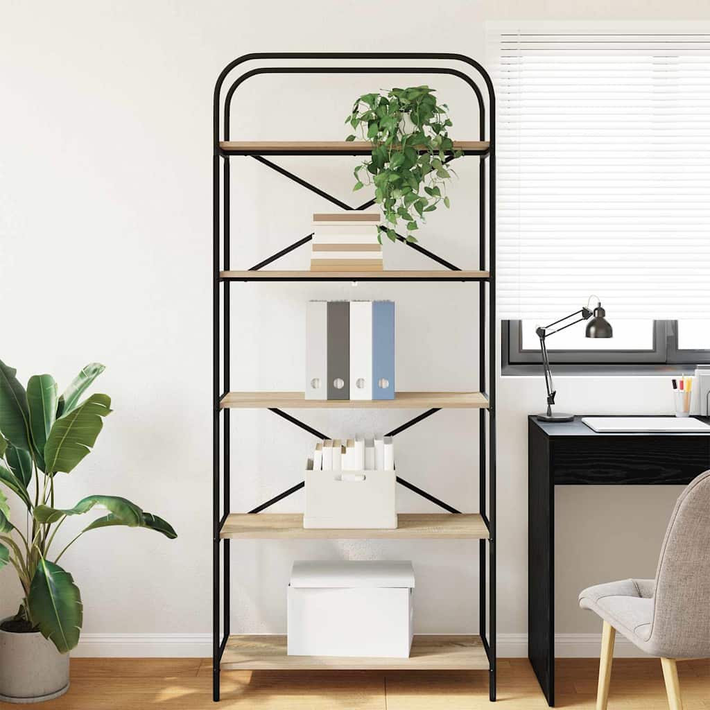 Bookshelf 5-Tier 80 x 30 x 183 cm Engineered wood Sonoma Oak