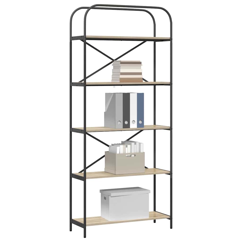 Bookshelf 5-Tier 80 x 30 x 183 cm Engineered wood Sonoma Oak