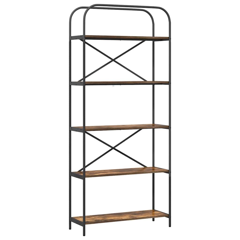 Bookshelf 5-Tier 80 x 30 x 183 cm Engineered wood Smoked Oak