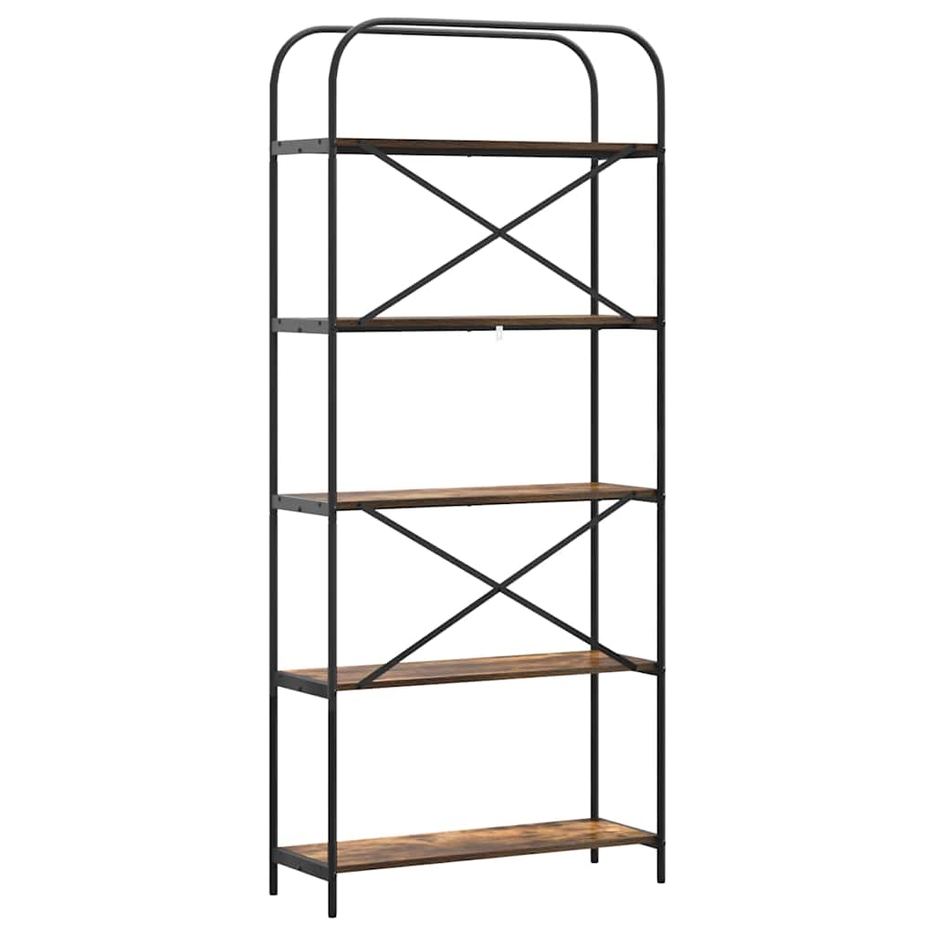 Bookshelf 5-Tier 80 x 30 x 183 cm Engineered wood Smoked Oak