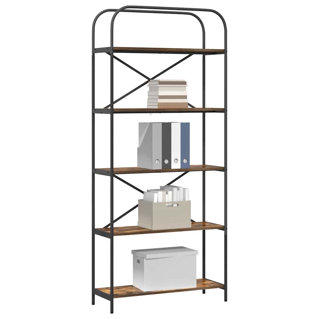 Bookshelf 5-Tier 80 x 30 x 183 cm Engineered wood Smoked Oak