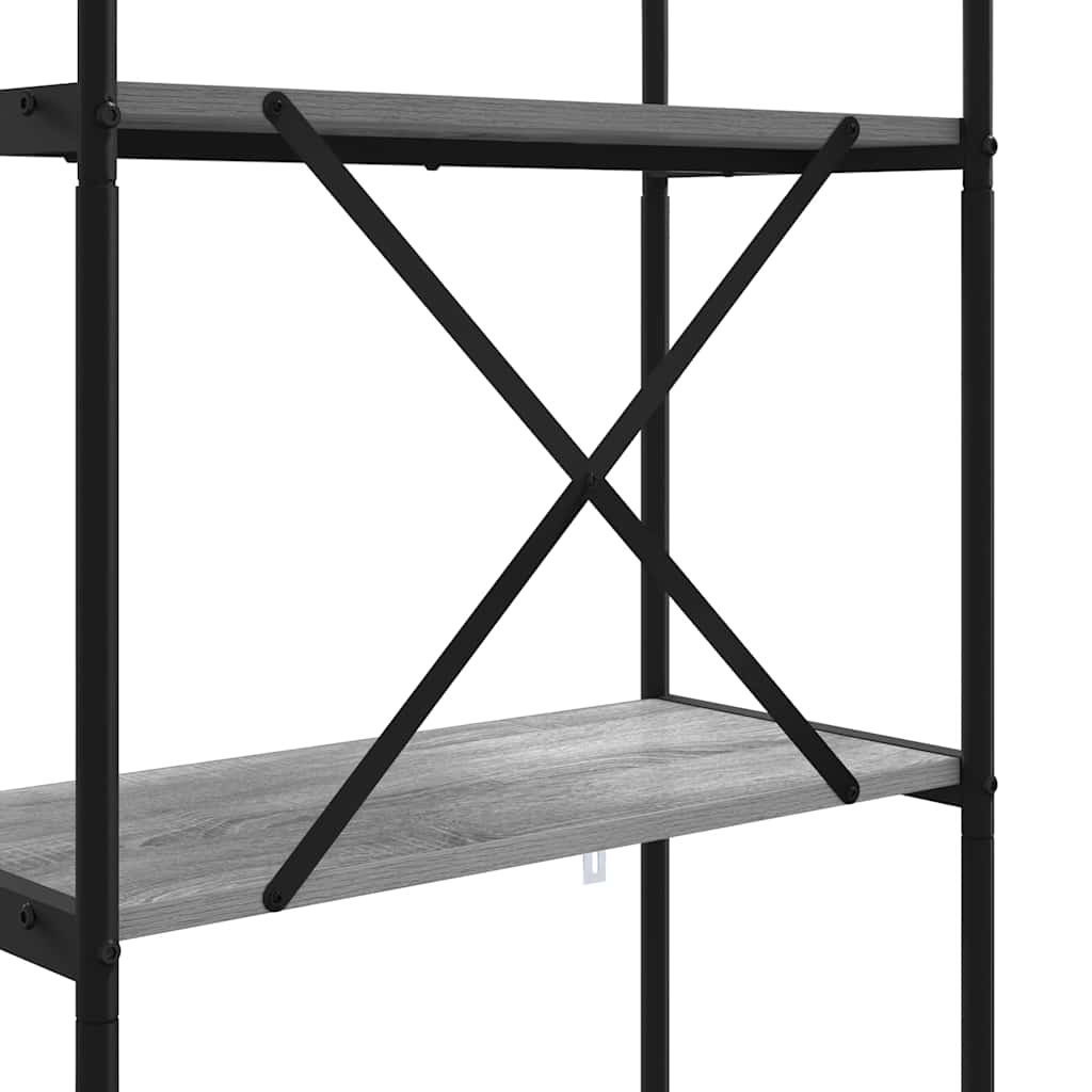 Bookshelf 5-Tier 80 x 30 x 183 cm Engineered wood Grey Sonoma