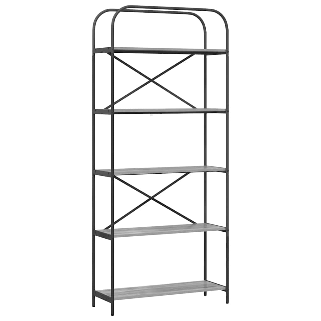 Bookshelf 5-Tier 80 x 30 x 183 cm Engineered wood Grey Sonoma