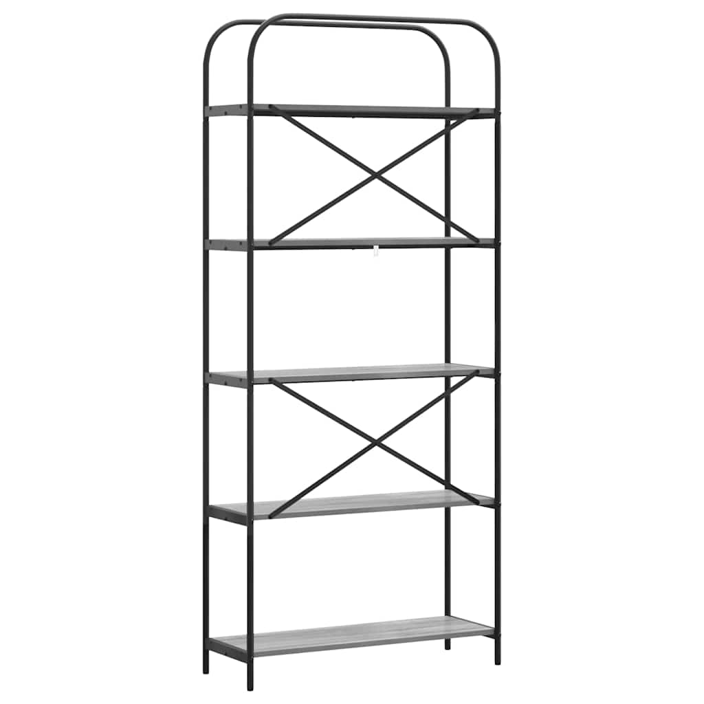 Bookshelf 5-Tier 80 x 30 x 183 cm Engineered wood Grey Sonoma