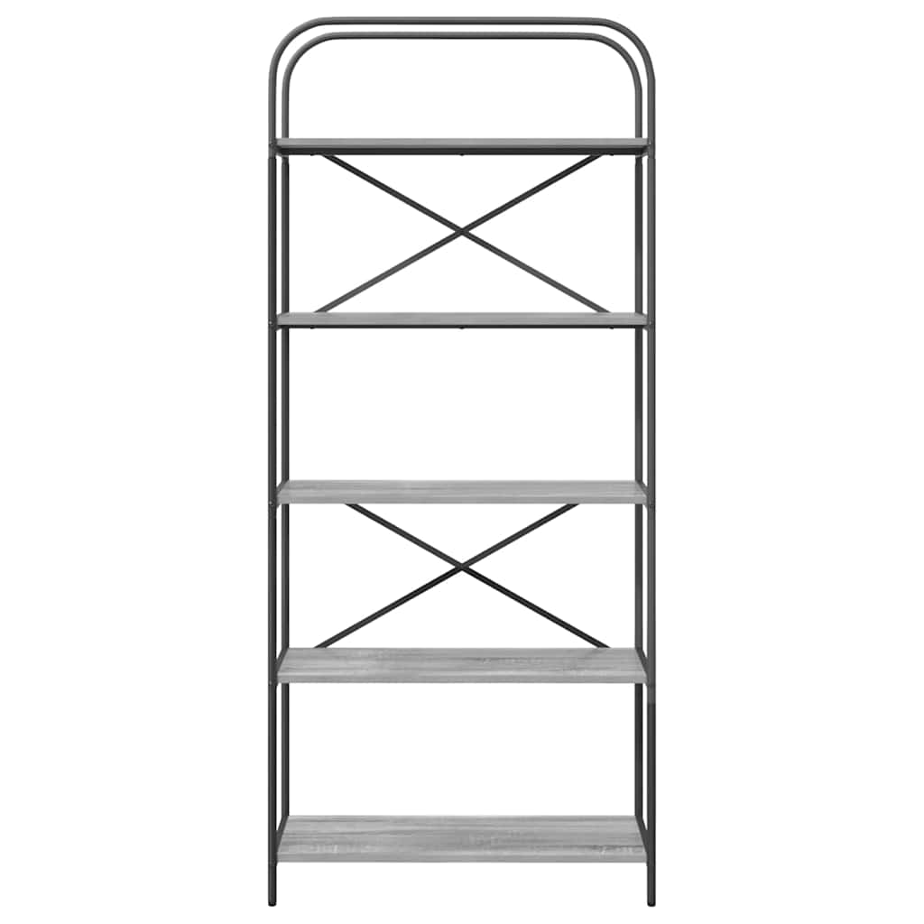 Bookshelf 5-Tier 80 x 30 x 183 cm Engineered wood Grey Sonoma