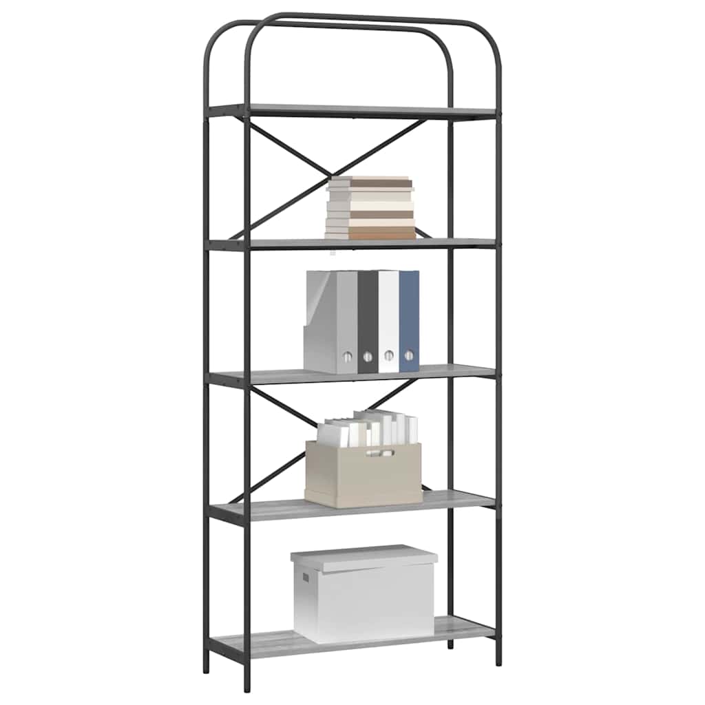 Bookshelf 5-Tier 80 x 30 x 183 cm Engineered wood Grey Sonoma