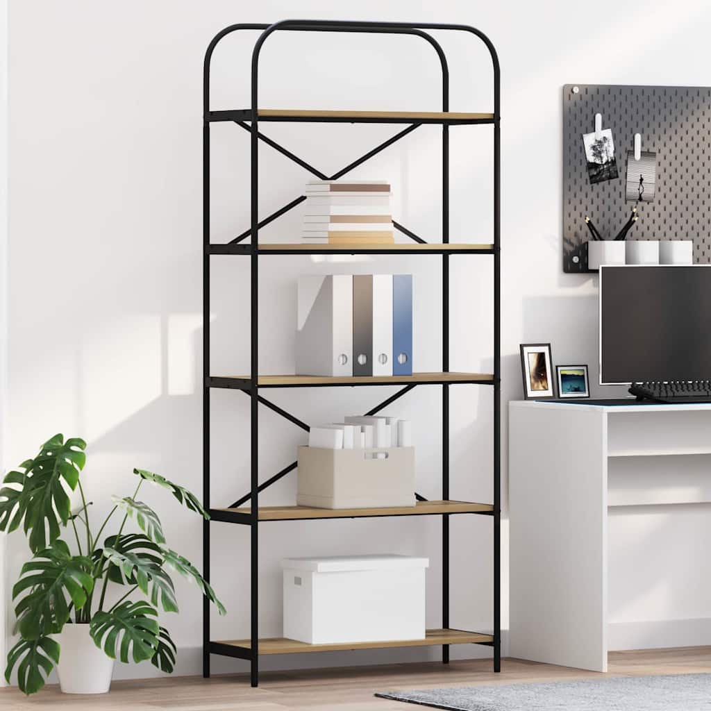 Bookshelf 5-Tier 80 x 30 x 183 cm Engineered wood Artisan Oak