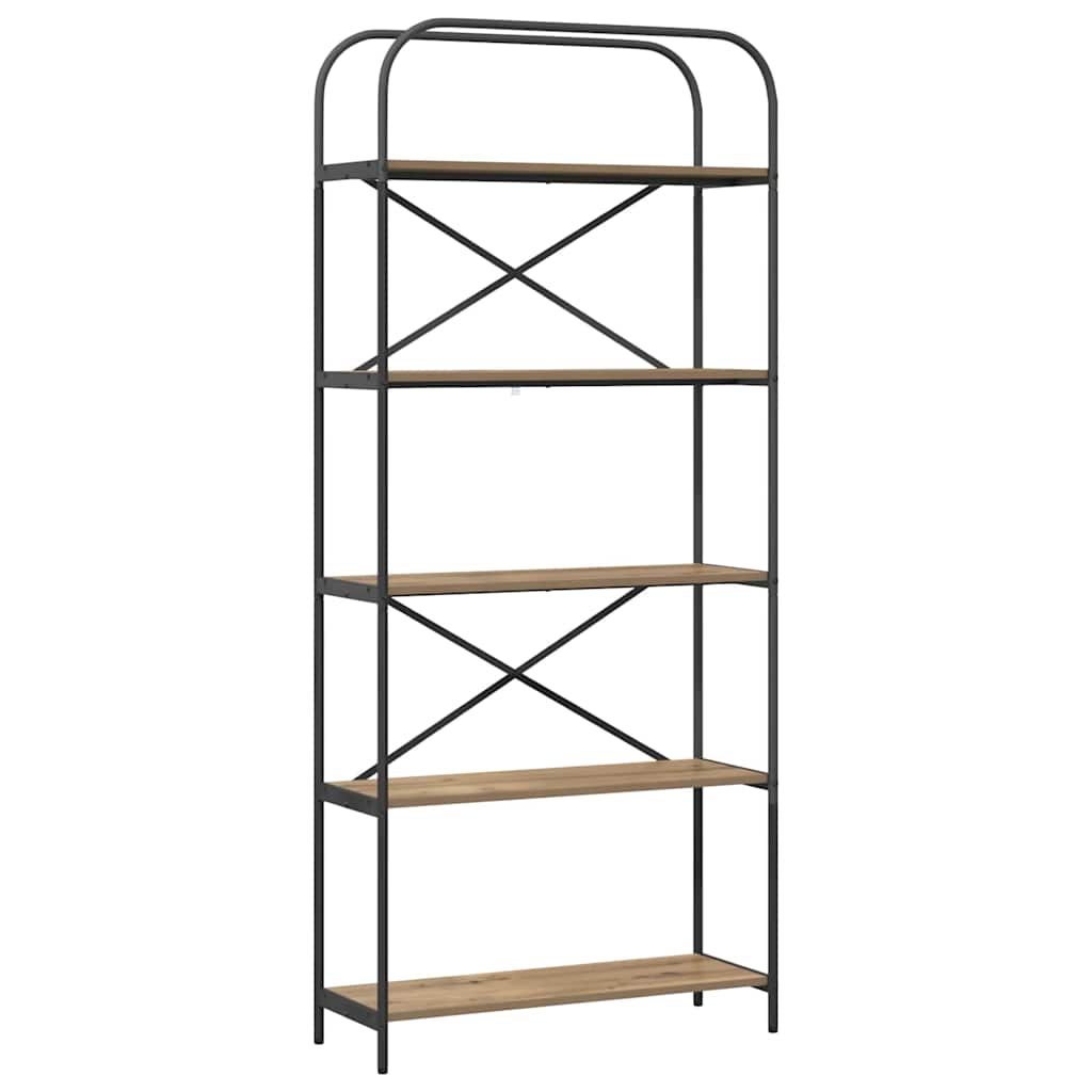 Bookshelf 5-Tier 80 x 30 x 183 cm Engineered wood Artisan Oak
