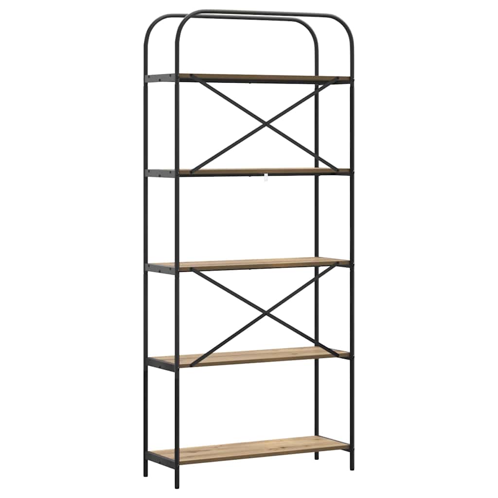 Bookshelf 5-Tier 80 x 30 x 183 cm Engineered wood Artisan Oak