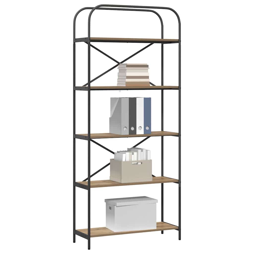 Bookshelf 5-Tier 80 x 30 x 183 cm Engineered wood Artisan Oak