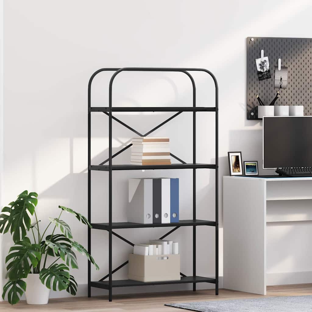 Bookshelf 4-Tier 80 x 30 x 146 cm Engineered wood Black Oak