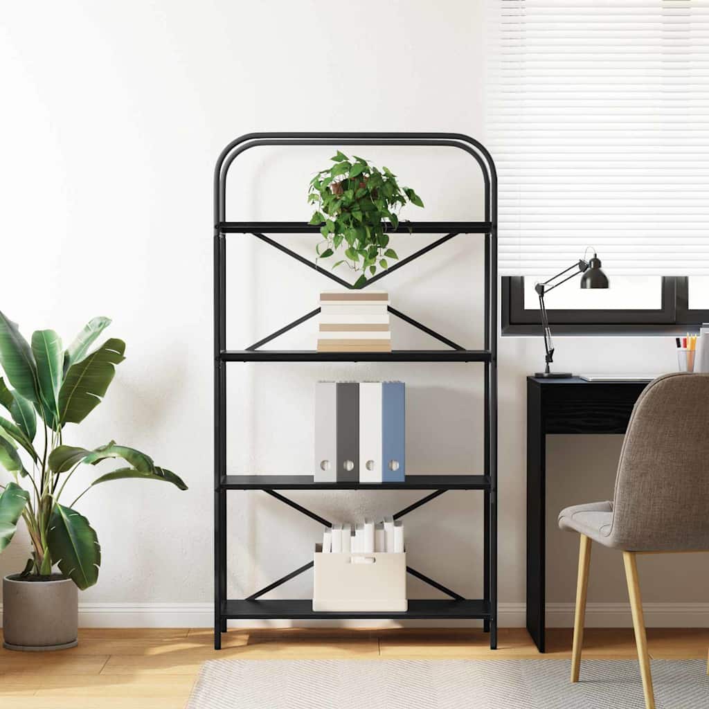 Bookshelf 4-Tier 80 x 30 x 146 cm Engineered wood Black Oak