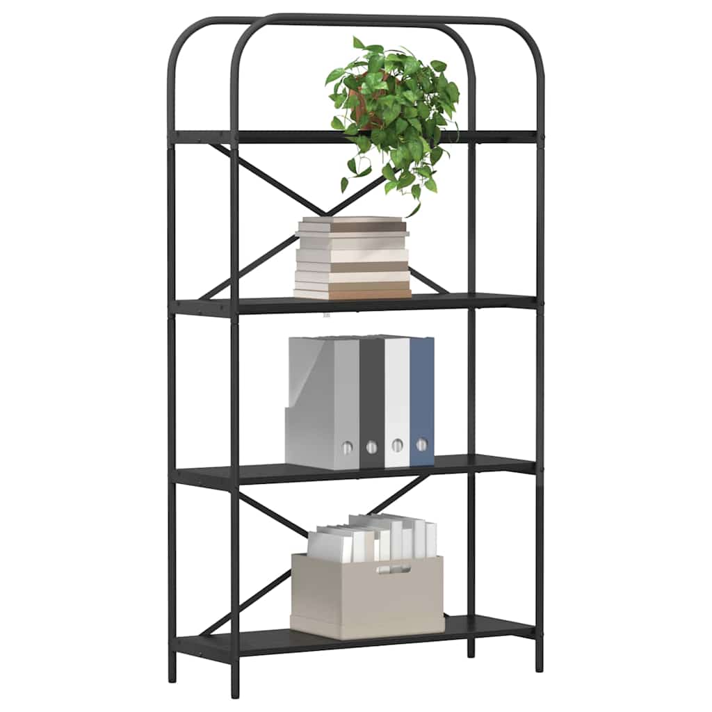 Bookshelf 4-Tier 80 x 30 x 146 cm Engineered wood Black Oak