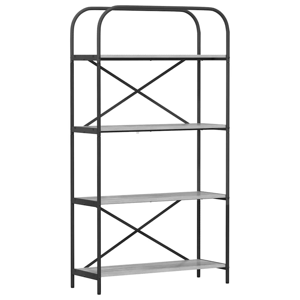 Bookshelf 4-Tier 80 x 30 x 146 cm Engineered wood Grey Sonoma