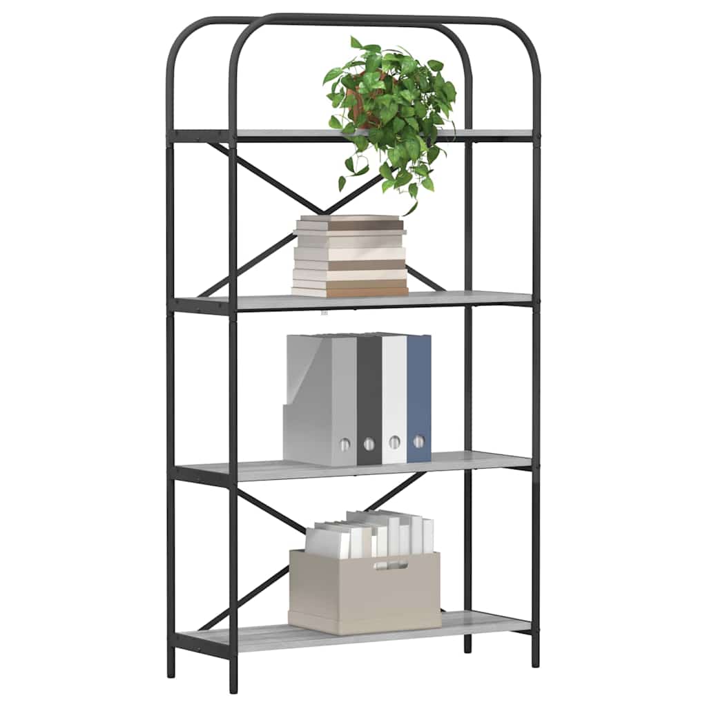 Bookshelf 4-Tier 80 x 30 x 146 cm Engineered wood Grey Sonoma