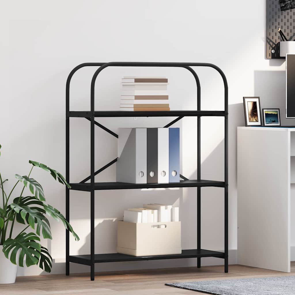 Bookshelf 3-Tier 80 x 30 x 109 cm Engineered wood Black Oak