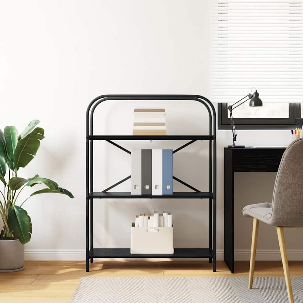 Bookshelf 3-Tier 80 x 30 x 109 cm Engineered wood Black Oak
