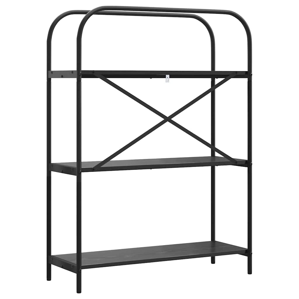 Bookshelf 3-Tier 80 x 30 x 109 cm Engineered wood Black Oak