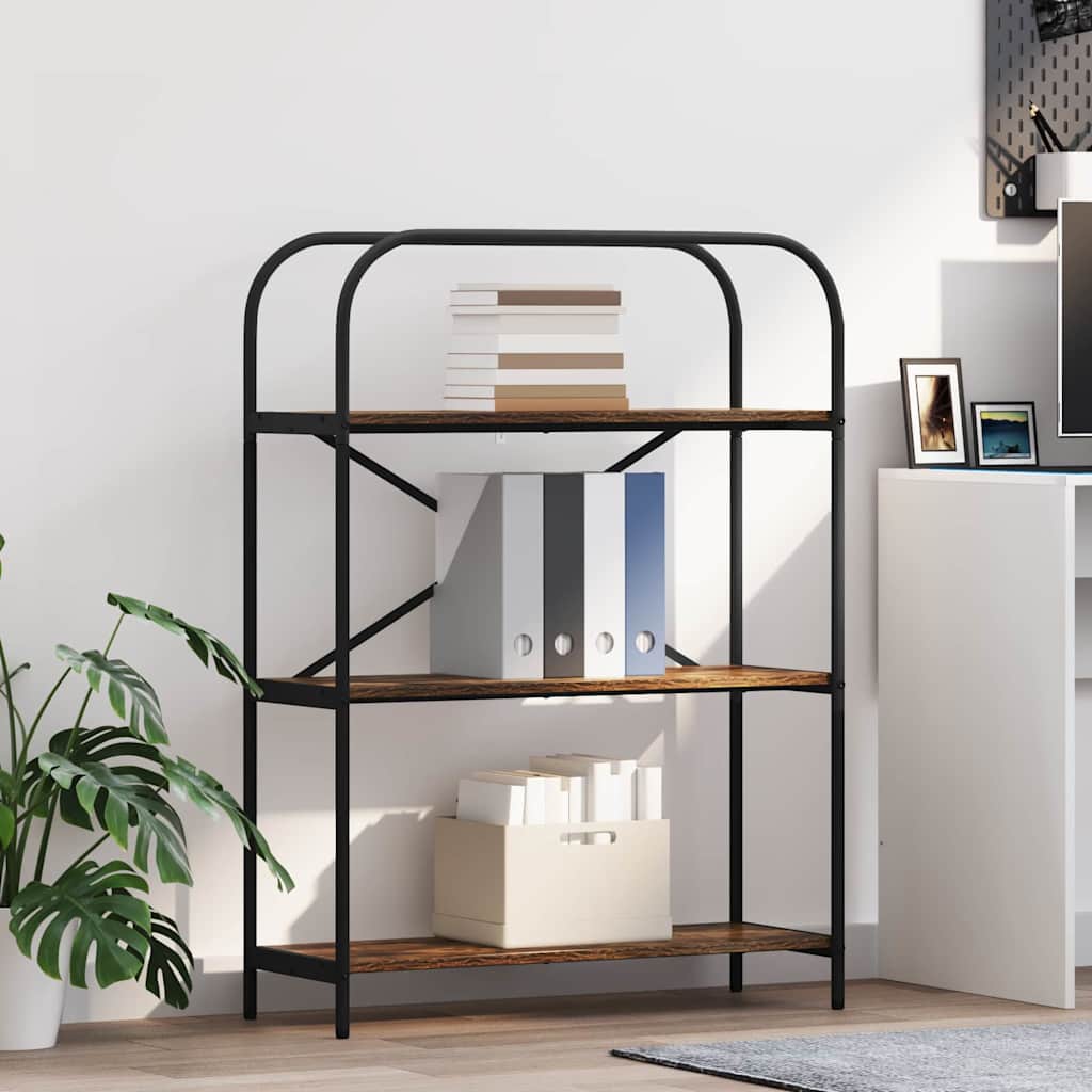 Bookshelf 3-Tier 80 x 30 x 109 cm Engineered wood Smoked Oak