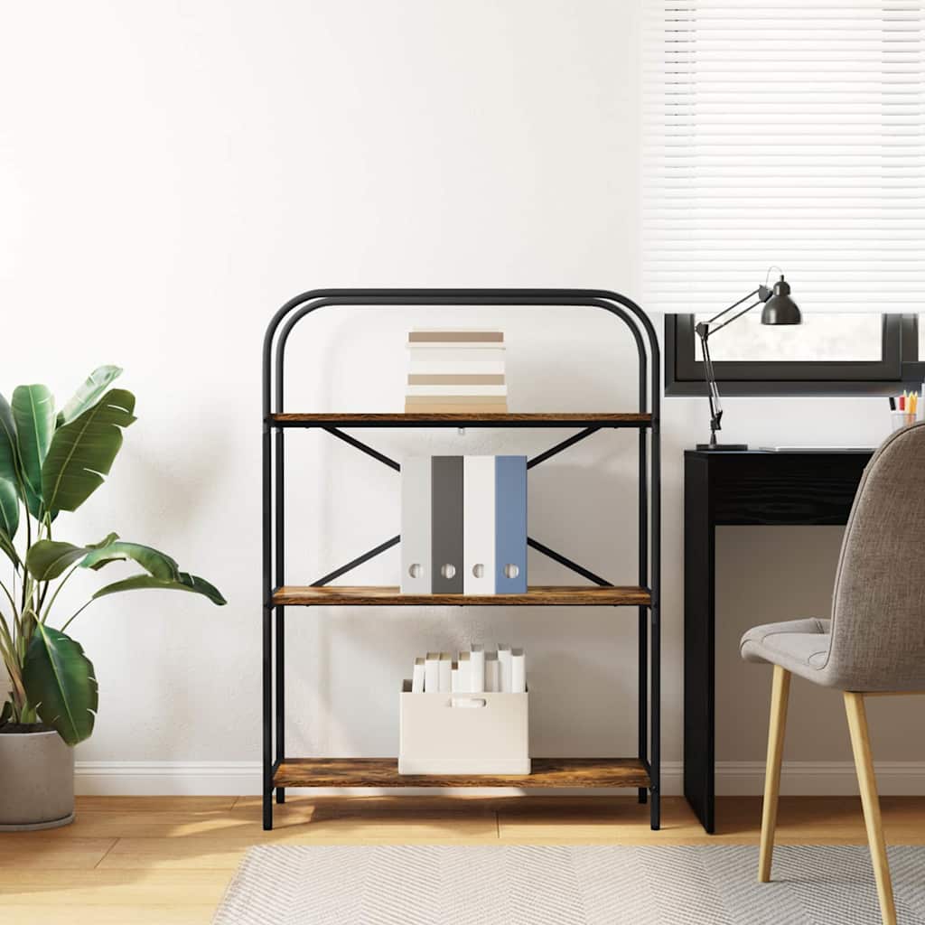 Bookshelf 3-Tier 80 x 30 x 109 cm Engineered wood Smoked Oak