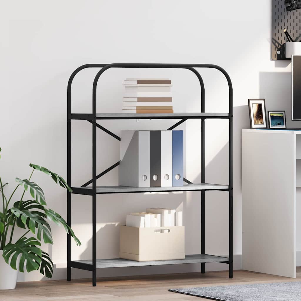 Bookshelf 3-Tier 80 x 30 x 109 cm Engineered wood Grey Sonoma